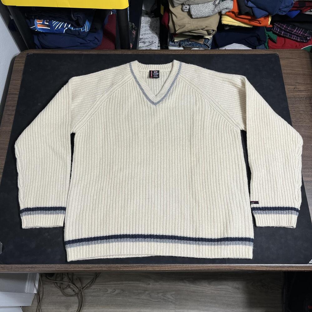 Polo Ralph Lauren Vintage Sweater 90s XL Teddy Men Tennis Wool Chunky Stripe RRL